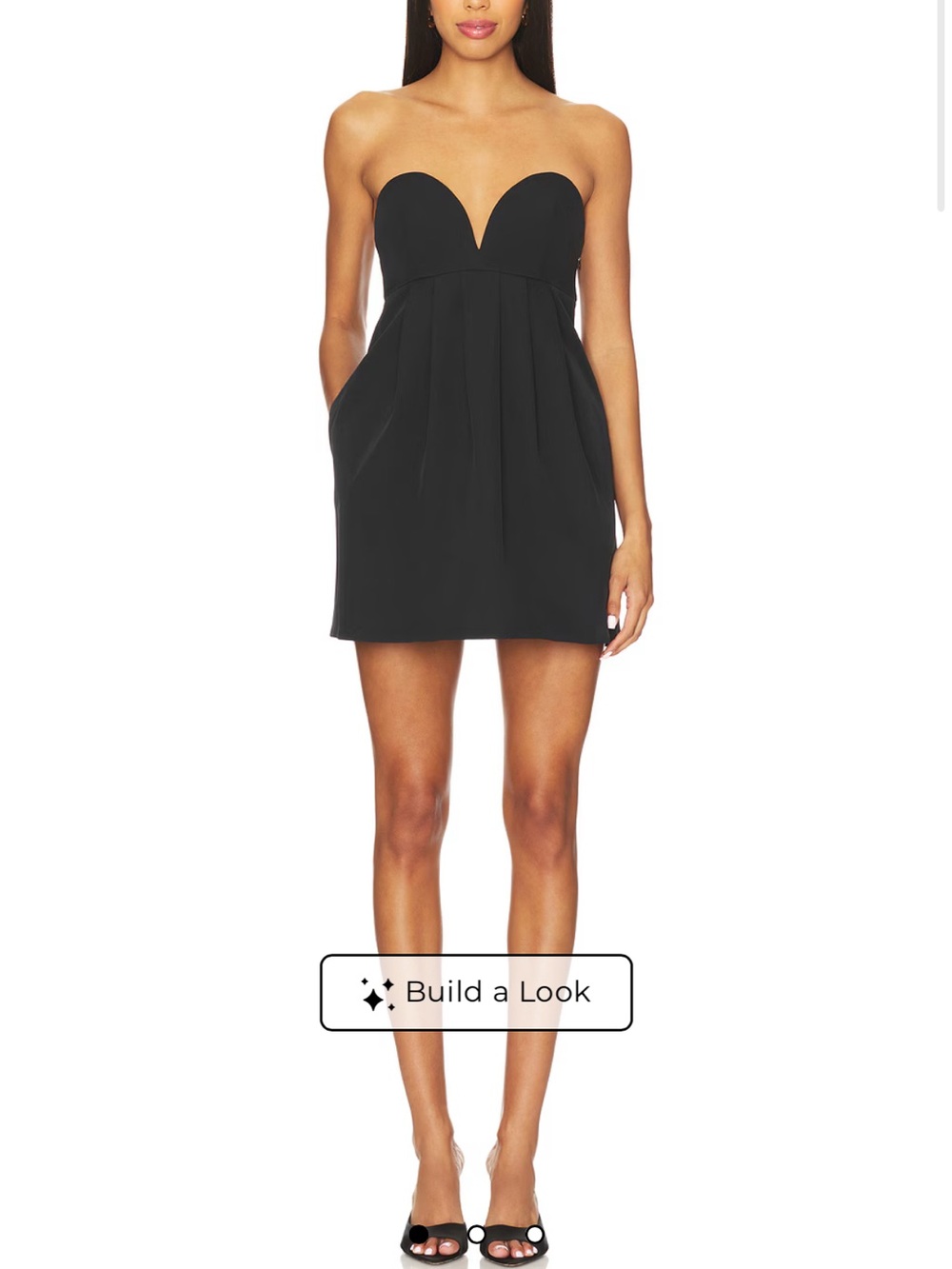 Free People Black Strapless Sweetheart Pleated Mini Dress